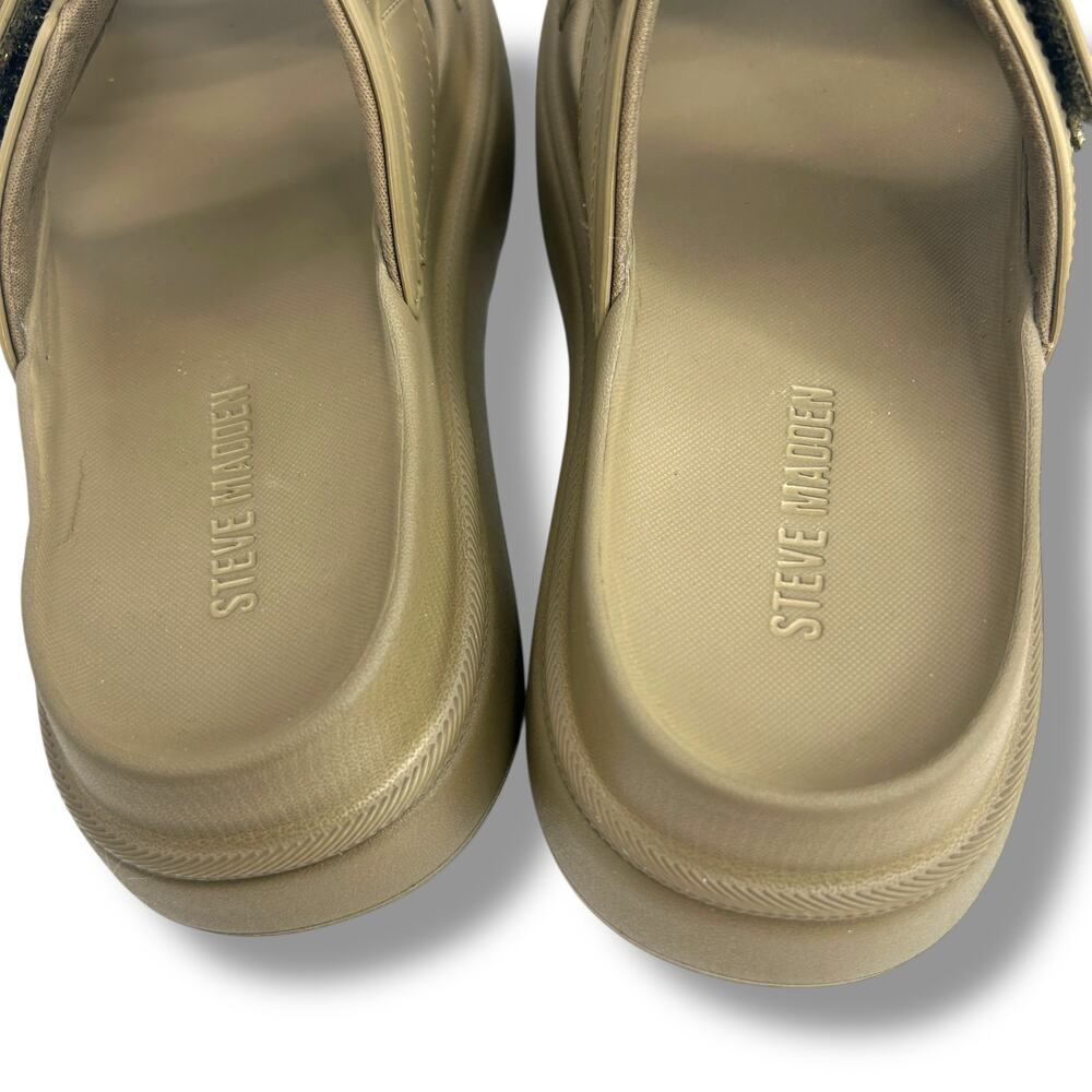 Steve Madden Bigschmona Platform Slide Sandals Size 8 Olive Green Flatform EUC - Picture 5 of 12